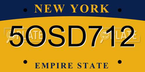 5OSD712 New York License Plate