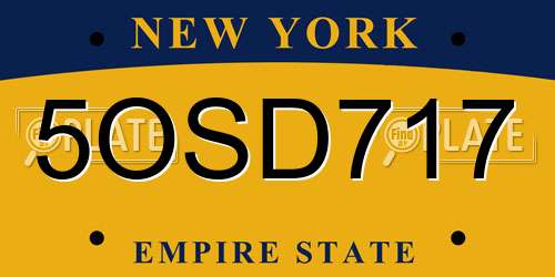 5OSD717 New York License Plate