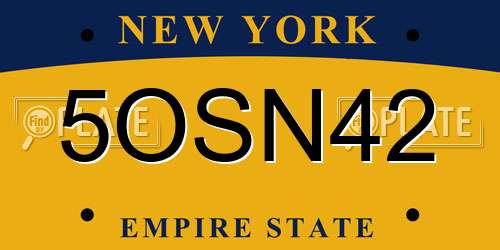 5OSN42 New York License Plate