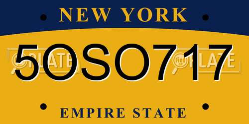 5OSO717 New York License Plate