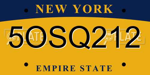 5OSQ212 New York License Plate