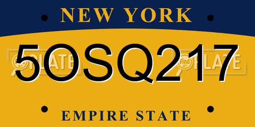 5OSQ217 New York License Plate