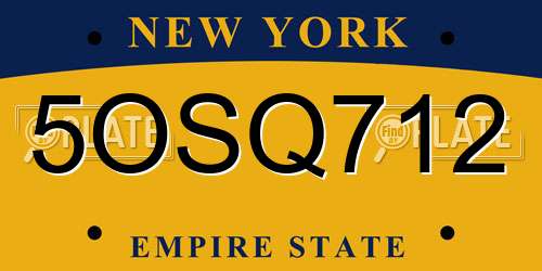 5OSQ712 New York License Plate