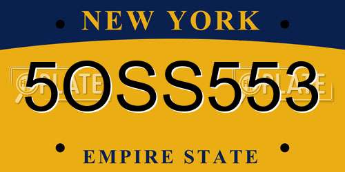 5OSS553 New York License Plate