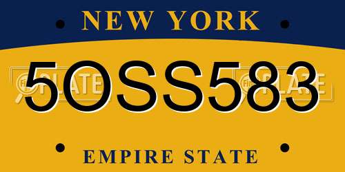 5OSS583 New York License Plate