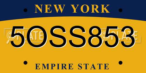 5OSS853 New York License Plate