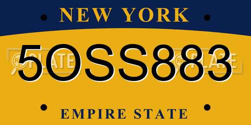 5OSS883 New York License Plate