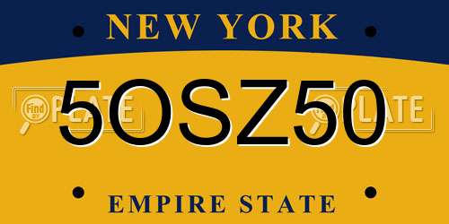 5OSZ50 New York License Plate