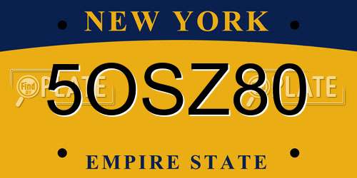 5OSZ80 New York License Plate