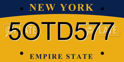 5OTD577 New York License Plate