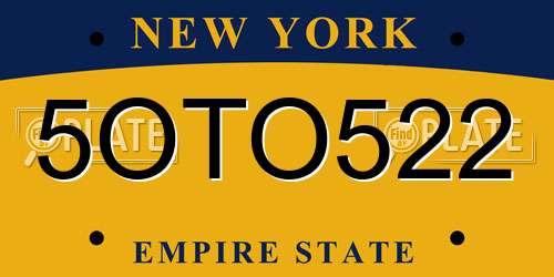 5OTO522 New York License Plate