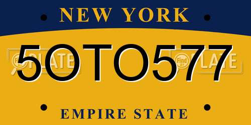 5OTO577 New York License Plate
