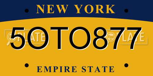 5OTO877 New York License Plate