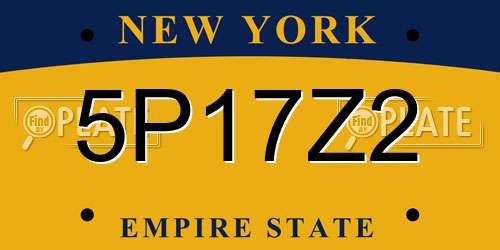 5P17Z2 New York License Plate