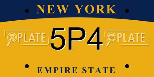 5P4 New York License Plate