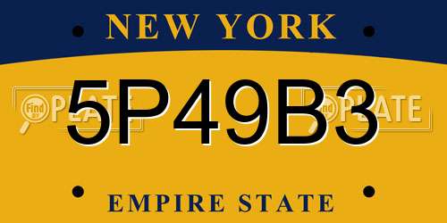 5P49B3 New York License Plate