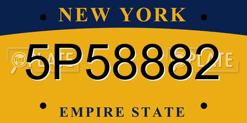 5P58882 New York License Plate