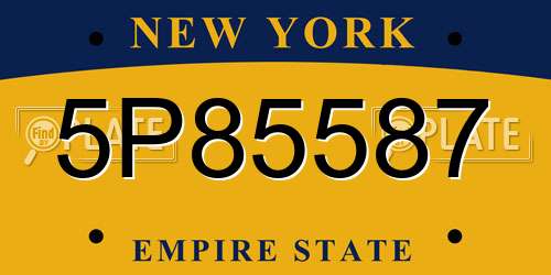 5P85587 New York License Plate