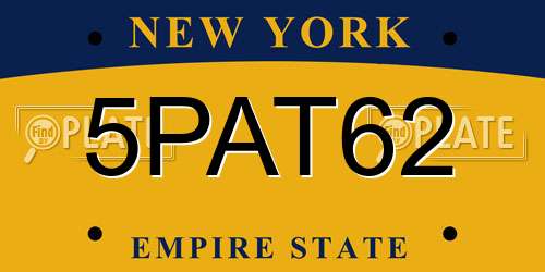 5PAT62 New York License Plate