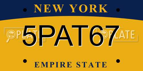 5PAT67 New York License Plate