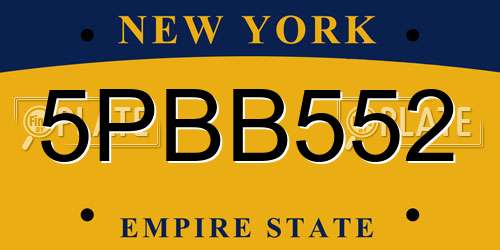 5PBB552 New York License Plate