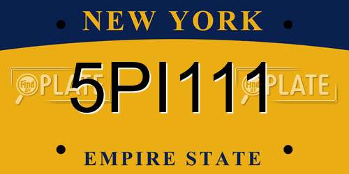 5PI111 New York License Plate