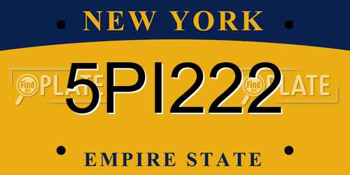 5PI222 New York License Plate