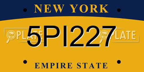 5PI227 New York License Plate