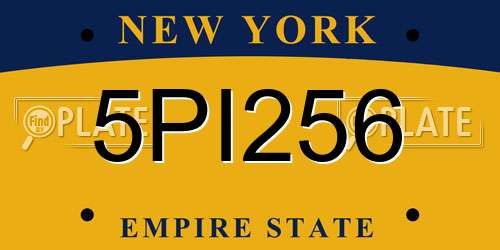 5PI256 New York License Plate