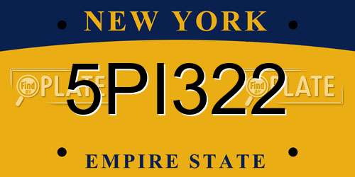 5PI322 New York License Plate