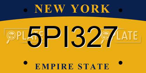 5PI327 New York License Plate