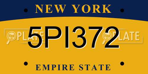 5PI372 New York License Plate