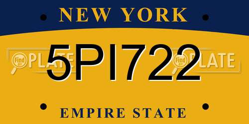 5PI722 New York License Plate