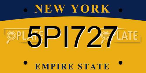 5PI727 New York License Plate