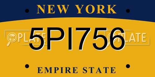 5PI756 New York License Plate