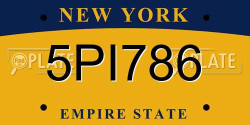 5PI786 New York License Plate