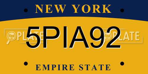 5PIA92 New York License Plate