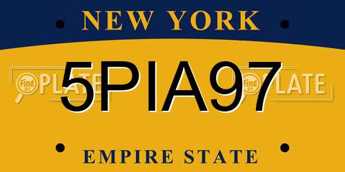5PIA97 New York License Plate