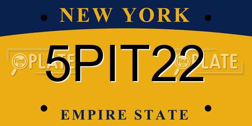 5PIT22 New York License Plate