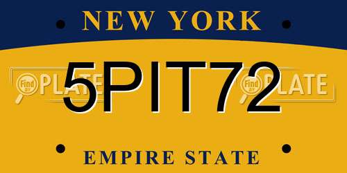 5PIT72 New York License Plate