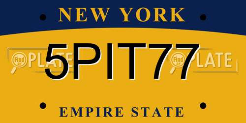 5PIT77 New York License Plate