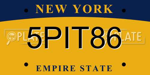 5PIT86 New York License Plate