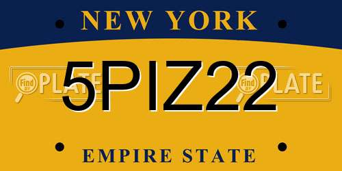 5PIZ22 New York License Plate