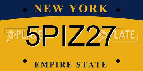 5PIZ27 New York License Plate
