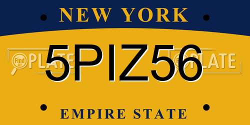 5PIZ56 New York License Plate