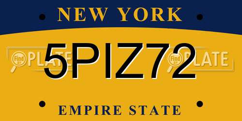 5PIZ72 New York License Plate
