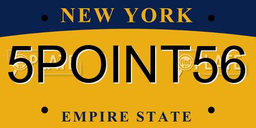 5POINT56 New York License Plate