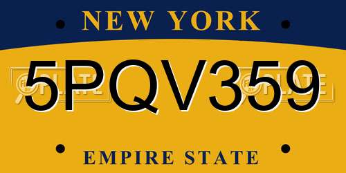 5PQV359 New York License Plate