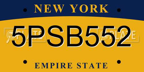 5PSB552 New York License Plate