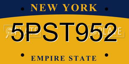 5PST952 New York License Plate